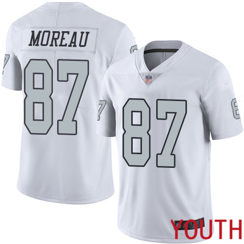 Oakland Raiders Limited White Youth Foster Moreau Jersey NFL Football #87 Rush Vapor Untouchable Jersey->youth nfl jersey->Youth Jersey